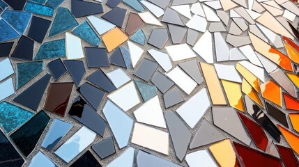 Poster - Vibrant abstract mosaic art installation urban space gigapixel photography colorful environment close-up viewpoint dynamic composition
