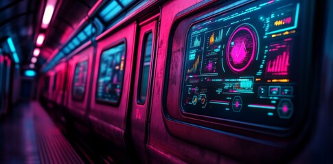 Poster - A digital transportation user interface that showcases live data streams, provides responsive route mapping, and incorporates advanced technological controls