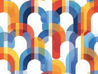 Poster - Vibrant geometric patterns of interlocking pentagons digital art playful yet structured visual abstract design close-up view colorful geometry