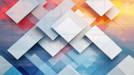 Poster - Dynamic geometric patterns in vibrant gradients digital art abstract environment engaging viewpoint for modern aesthetics