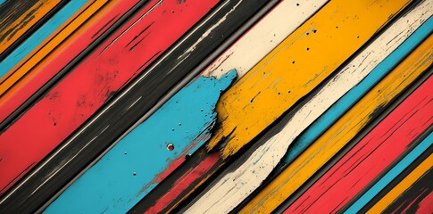 Poster - close-up view of high-resolution diagonal stripes that feature bold colors and sharp edges, well-sui