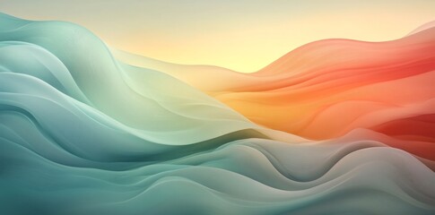 Poster - An abstract piece with smooth gradients, emphasizing gentle and seamless transitions between colors, blending soft hues to create a visually captivating and tranquil scene