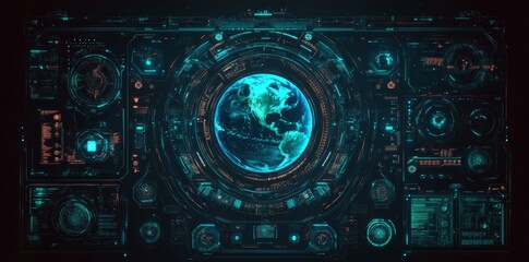 Poster - A sleek software interface for space missions that highlights dynamic celestial data, orbit tracking, and energy readings