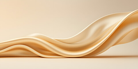 Poster - Elegant, flowing beige fabric drapes across a neutral background.  Smooth curves and soft folds create a luxurious and sophisticated aesthetic. Perfect for beauty or fashion.