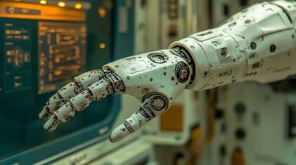 Poster - Focusing on precise engineering, this robotic joint highlights its sophisticated mechanical structure and control systems