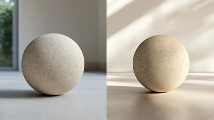 Sticker - Beige sphere texture comparison; indoor, sunlight, design mockup