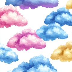 Poster - Vibrant cloud pattern design for children's spaces digital artwork cheerful atmosphere light background whimsical viewpoint