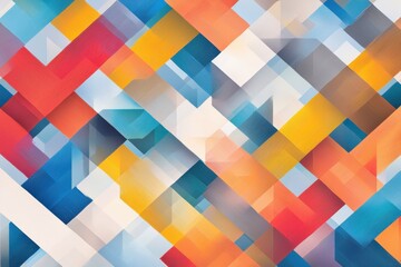 Poster - Dynamic geometric pattern of interlocking squares vibrant color palette abstract art playful complexity high-resolution viewpoint