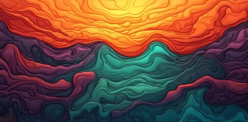 Aufkleber - A piece of abstract art where complex geometric patterns cross and amalgamate into intricate designs, adorned with a vibrant color palette that shifts harmoniously