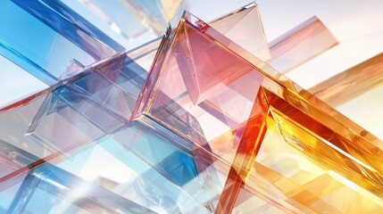 Poster - Geometric prism abstract art installation contemporary gallery digital artwork modern environment creative perspective depth and intrigue