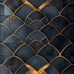 Poster - Geometric pattern art deco design elegant shapes and luxurious textures digital artwork modern interior close-up view aesthetic appeal