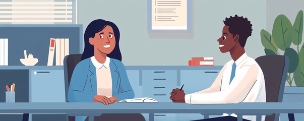 Aufkleber - Two professionals are engaged in a productive office meeting