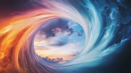 Fototapete - Dynamic swirling abstract background digital space graphic art vivid colors aerial perspective movement and energy