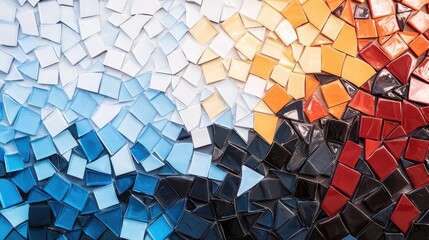 Poster - Dynamic abstract mosaic art display vibrant colors gigapixel image artistic environment up-close view visual stimulation