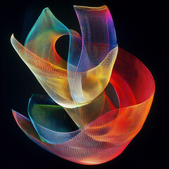 Poster - Vibrant abstract colorful mesh design with flowing curves and luminous light effects