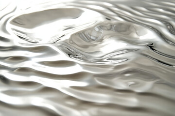 Poster - Abstract image of flowing silver liquid, showcasing its reflective and undulating surface texture.