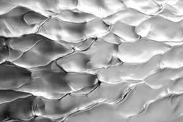 Aufkleber - Abstract grayscale image showing undulating, textured surface resembling sculpted waves or frozen ripples.