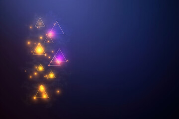 Poster - Abstract shapes with glowing lights in a dark gradient background image