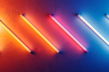 Aufkleber - Vibrant abstract background with illuminated neon tubes casting light on a textured wall