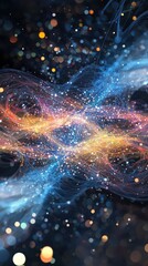 Poster - Dynamic abstract data flow visualization digital art colorful connectivity technology vibrant shapes gigapixel quality