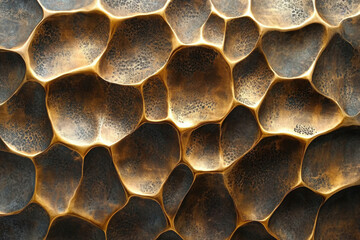 Aufkleber - Abstract bronze texture with a unique pattern of uneven, organic shapes creating a visually captivating surface.