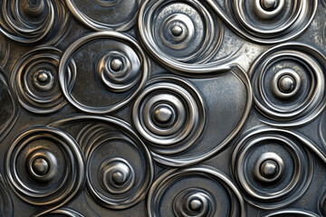 Poster - Abstract metallic texture with concentric circles, creating a decorative and visually appealing pattern.