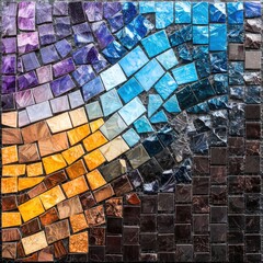 Poster - Vibrant mosaic art display art gallery gigapixel image indoor setting close-up view colorful tilework exploration