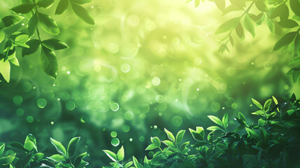 Aufkleber - Fresh green leaves in a spring forest are bathed in sunlight, creating a enchanting ambiance