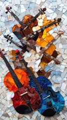 Poster - Colorful mosaic of musical instruments celebrating art and culture in a creative arrangement gigapixel detail vibrant environment