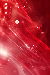 Leinwandbilder - Red abstract background with glowing particles and wavy lines
