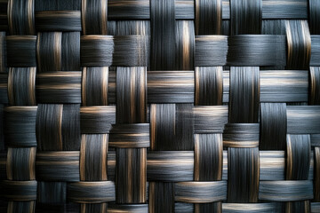 Poster - Close-up of a woven texture with dark and light brown strands, creating an intricate pattern.
