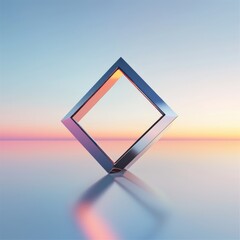 Poster - Geometric minimalist art displaying a large diamond shape in a soft gradient background digital artwork serenity high-resolution view