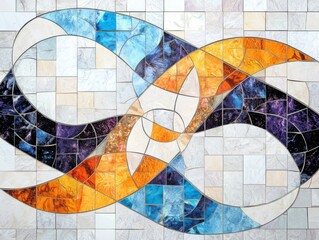 Poster - Dynamic colorful mosaic artwork featuring organic shapes art gallery visual art contemporary vibrant stimulating design