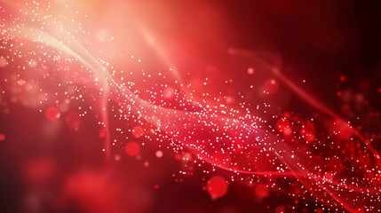 Aufkleber - Vibrant red gradient with abstract wavy line and glitter particles effect on a red background