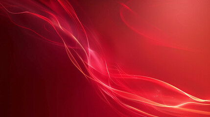 Aufkleber - Abstract red background with glowing wavy lines flowing on a gradient backdrop