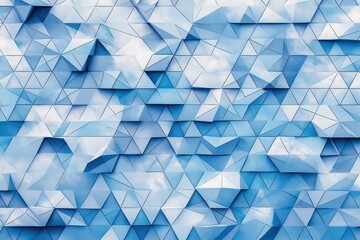 Poster - Geometric pattern design featuring interlocking triangles in shades of blue digital art modern aesthetic abstract environment close-up view cool visual appeal