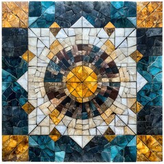 Poster - Dynamic colorful mosaic tilework art vibrant patterns art studio intricate design aerial view visual aesthetics for creative inspiration