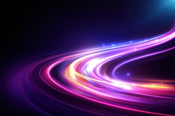 Poster - Vibrant light trails create a mesmerizing effect in a dark backdrop