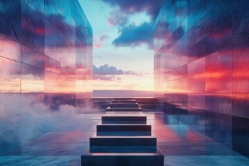 Poster - Futuristic virtual reality experience digital landscape gigapixel content immersive environment vibrant gradients captivating viewpoint
