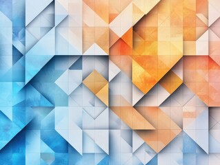 Poster - Geometric pattern design featuring triangles in tessellated style with gradient shifts from cool to warm digital art abstract environment artistic viewpoint