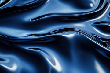 Poster - Abstract image of flowing, dark blue liquid, creating a smooth, wavy texture.