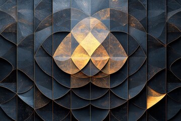 Poster - Geometric pattern design featuring sacred geometry and golden ratio in minimalist shapes digital art refined aesthetic studio setting artistic concept
