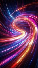 Poster - Dynamic light trails creating vibrant curved motion in cosmic abstract scene