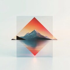 Poster - Minimalist geometric art featuring large triangle over soft gradient background digital artwork calm environment aesthetic viewpoint emphasizing simplicity