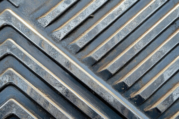 Poster - Close-up view of a textured, diagonal patterned surface with metallic accents and dust.