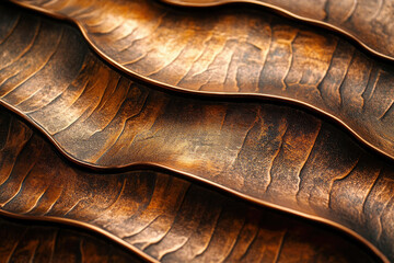 Aufkleber - Abstract bronze texture with wavy, layered design. Rich, warm tones and intricate surface details.