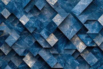 Poster - Dynamic geometric pattern of interlocking triangles in various shades of blue modern visual appeal contemporary design gigapixel quality