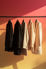 Aufkleber - Four suit jackets hanging on clothes rail with colorful background