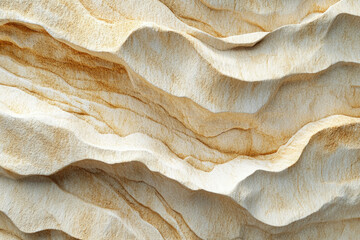 Aufkleber - Abstract beige and white undulating stone texture, resembling sand dunes or waves.