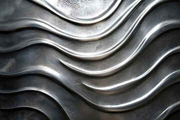 Poster - Abstract metallic texture with flowing, wavy patterns, creating a dynamic and luxurious visual.